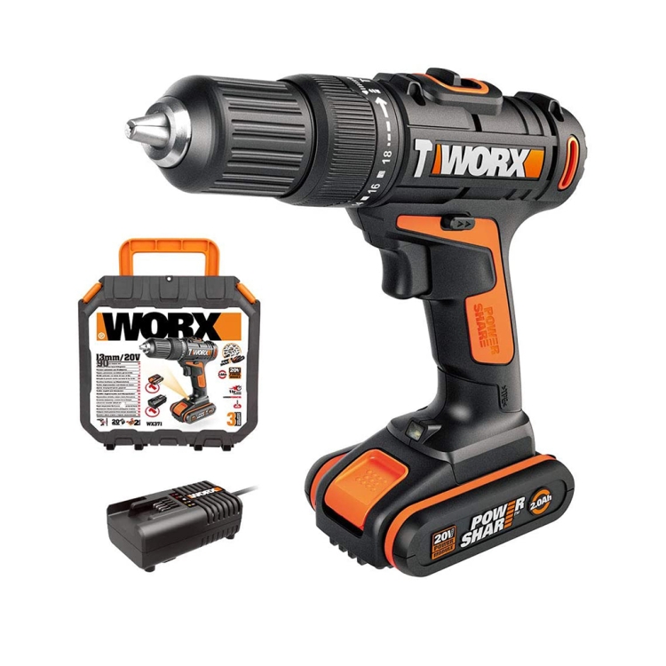 ΚΡΟΥΣΤΙΚΟ ΔΡΑΠΑΝΟΚΑΤΣΑΒΙΔΟ ΜΠΑΤΑΡΙΑΣ WORX WX371.10 20V 2x2Ah (ΜΕ 2 ΜΠΑΤΑΡΙΕΣ ΚΑΙ ΦΟΡΤ) SPECIAL OFFER